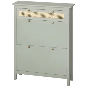 HOMCOM Dulap pentru pantofi de stil boem chic verde apa aspect de rachita | Aosom Romania c739 imagine