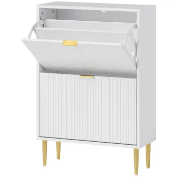 HOMCOM Dulap pentru pantofi pentru 12 perechi de pantofi cu 2 sertare rabatabile, Alb | Aosom Romania 6ce4 imagine