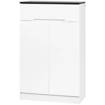 HOMCOM Dulap pentru pantofi slim de 12 perechi pentru holuri cu 3 rafturi reglabile si sertar, din PAL alb | AOSOM RO dee5 imagine