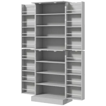 HOMCOM Dulap pentru provizii cu 4 usi si rafturi, rafturi reglabile pentru living si dining, gri | Aosom Romania eb77 imagine