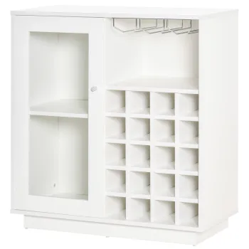 HOMCOM Dulap pentru Sticle cu Suport pentru Pahare si Sticle de Vin, 80x36x85 cm, Alb | Aosom Romania eb14 imagine