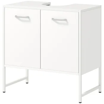 HOMCOM Dulap pentru sub lavoar, mobilier de baie cu 2 usi cu inchidere lenta si raft reglabil, alb | Aosom Romania 1147 imagine