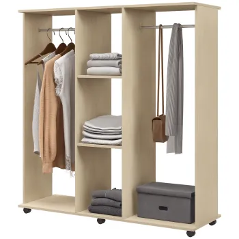 HOMCOM Dulap sina Mobilier de Depozitare Mobil 6 role 120L x 40l x 128I cm din lemn natural | Aosom Romania fd59 imagine