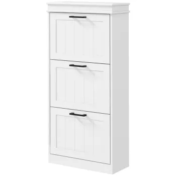 HOMCOM Dulap Spatios pentru Pantofi cu 3 Sertare Rabatabile pentru 15 Perechi de Pantofi, 54x24x117,5 cm, Alb | Aosom Romania df03 imagine