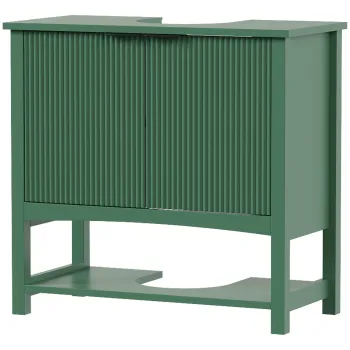 HOMCOM Dulap Sub Lavoar cu 2 Usi, Raft Deschis si Design Modern, 65x32x62 cm, Verde | Aosom Romania 1345 imagine