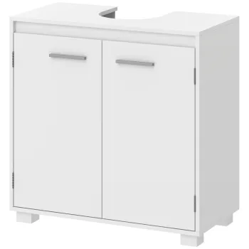 HOMCOM Dulap Sub Lavoar de Baie Modern Independent cu Decupaj in U Raft Reglabil Alb | Aosom Romania f93a imagine