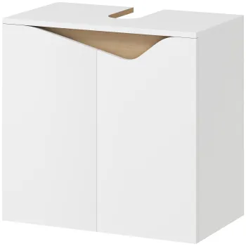 HOMCOM Dulap sub lavoar, dulap de baie cu usi cu inchidere silentioasa, Alb, 60 x 35 x 57,9 cm | Aosom Romania fb29 imagine