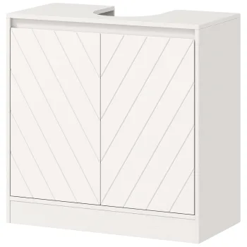HOMCOM Dulap Sub Lavoar pentru Baie cu 2 Usi si Raft Reglabil, pentru Lavoare cu sau fara Coloana, 60 x 30 x 59,8 cm, Alb | Aosom Romania b90f imagine