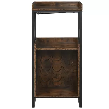 HOMCOM Dulap Suport Sticle Stil Industrial, Mini Crama Vinuri pentru 9 Sticle cu Suport Pahare si Rafturi, 52x40x113cm, Maro 9b0e imagine