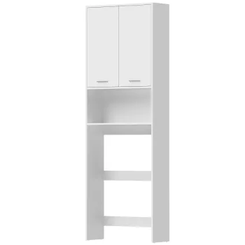 HOMCOM Dulap suprapus pentru masina de spalat, dulap inalt de baie cu 2 usi si compartiment deschis, 66 x 24 x 191 cm, Alb | Aosom Romania 36a6 imagine