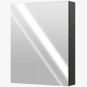 HOMCOM Dulap Suspendat de Baie cu 2 Usi cu Oglinda si 2 Rafturi Interne 60x15x75cm, Negru | Aosom Romania d51f imagine