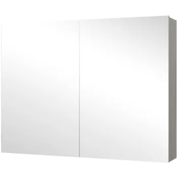 HOMCOM Dulap suspendat pentru baie cu oglinda, mobilier de baie, usi duble si rafturi reglabile, 80x15x60cm, gri | Aosom Romania 825f imagine