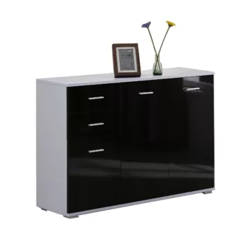 Homcom Dulapior-consola Mobilier Sufragerie Dulapior Multiuz cu Usi si Sertare Negru Lucios 3079 imagine