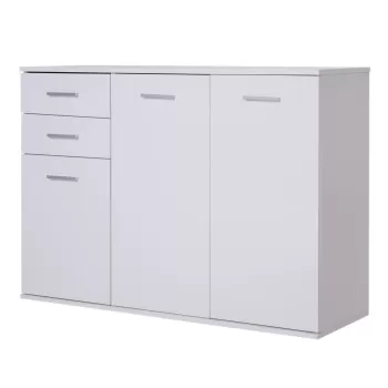 Homcom Dulapior cu 3 Usi si 2 Sertare in Lemn Granulat, Alb, 106x35x76cm fb51 imagine