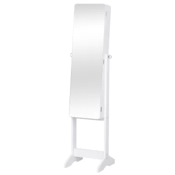 Homcom Dulapior Cutie de bijuterii cu Oglinda si Iluminare LED Automata, Alb, 30x146x36 cm 68a4 imagine