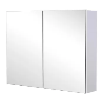 Homcom Dulapior de Baie cu Oglinda si 3 Rafturi din MDF Alb 80 x 60 x 15cm d30c imagine