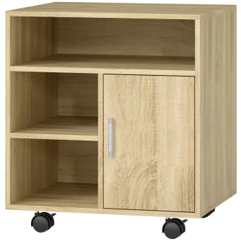 HOMCOM Dulapior pentru Imprimanta cu Rafturi Deschise si Compartiment din Lemn, 60x50x65,5 cm, Nuanta Lemn | Aosom Romania 89cc imagine