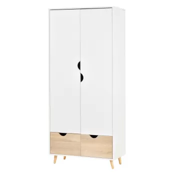 HOMCOM dulapuri economice dulap elegant cu raft bara umerase 2 sertare dulap camera cu 2 usi alb 80x40x180cm b03b imagine