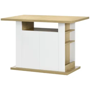 HOMCOM Insula de Bucatarie pentru 4-6 Persoane, Bufet de Bucatarie cu Dulapuri cu 2 Usi si Rafturi Deschise, 110x70x75.5 cm, Alb f831 imagine