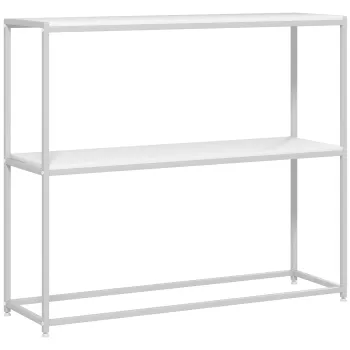 HOMCOM Masa Consola de Intrare Subtire cu Partea Superioara Deschisa, Dulap Consola din Otel si PAL, 100x30x87 cm, Alb 980d imagine