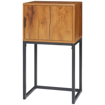 HOMCOM Masa de consola in design industrial, masa laterala, bufet, 1 dulap, Maro + Negru | Aosom Romania 57ec imagine