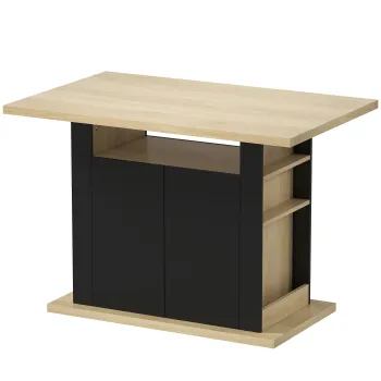 HOMCOM Masa de dining insula centrala pentru bucatarie cu blat mare 4-6 persoane dulap cu 4 usi 110 x 70 x 75,5 cm negru | Aosom Romania 7521 imagine