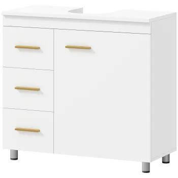 HOMCOM Masca Lavoar cu Dulap, 3 Sertare si Soft Close, Alb | Aosom Romania d449 imagine