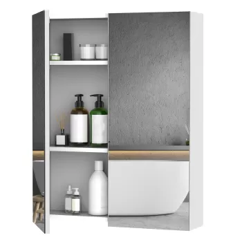 HomCom mobilier baie dulap cu oglinda, 60x75x15cm, MDF alb | Aosom Ro 7156 imagine