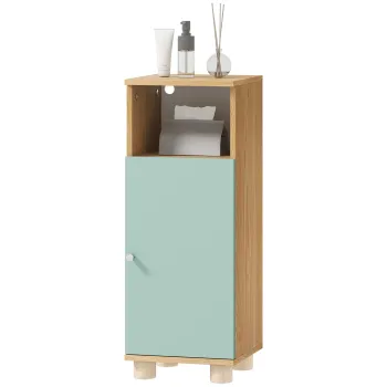 HOMCOM Mobilier de baie, mobilier de depozitare ingust cu dulap cu usa si compartiment deschis, 30x30x80cm, verde | Aosom Romania e558 imagine