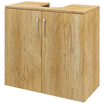 HOMCOM Mobilier de Baie Modern Sub Chiuveta, Dulapior Suspendat cu 2 Usi si 2 Rafturi, 60x30x60 cm, Lemn Natural | Aosom Romania b874 imagine