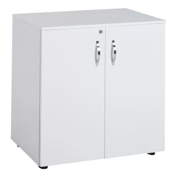 HOMCOM Mobilier de birou multifunctional cu Incuietoare, Dulapior pentru documente cu 2 usi si Raft interior, din Lemn, Alb, 80x40x80cm 7bc8 imagine