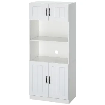 HOMCOM Mobilier de bucatarie Bufet Dulap, Stil rustic, 2 dulapuri, 2 rafturi, 70 cm x 40 cm x 170 cm Alb + Negru | Aosom Romania a250 imagine