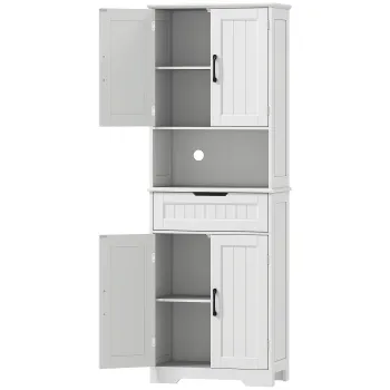 HOMCOM Mobilier de Bucatarie cu Sertar si 2 Dulapuri cu Rafturi Reglabile Alb | Aosom Romania 8380 imagine