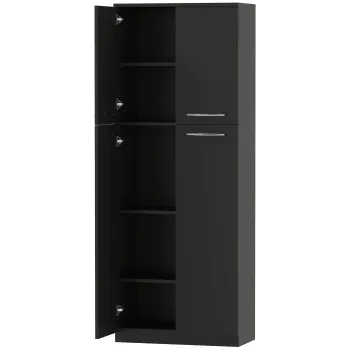 HOMCOM Mobilier de depozitare cu 2 dulapuri si rafturi reglabile din lemn negru | Aosom Romania 3ed2 imagine