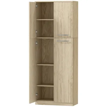 HOMCOM Mobilier de Depozitare cu 2 Dulapuri si Rafturi Reglabile din Lemn Stejar | Aosom Romania dc39 imagine