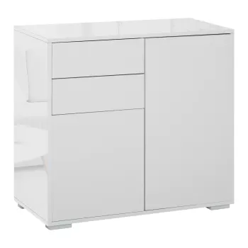 HOMCOM Mobilier Dulapior Multifunctional 2 Sertare si 2 Dulapioare, Deschidere prin Presiune, Mobilier pentru Sufragerie, Bucatarie, Birou 1e3e imagine