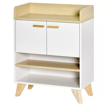 HOMCOM Mobilier multifunctional cu dulap si rafturi deschise, mobilier pentru sufragerie, bucatarie, birou, din lemn alb, 60x30x78cm 4cd6 imagine