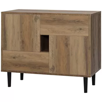 HOMCOM Mobilier pentru sufragerie si living din lemn cu sertare si dulapuri, bufet in stil nordic modern, 76,5x39,5x64,5cm f6f5 imagine