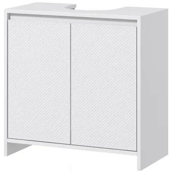 HOMCOM Mobilier Sub Chiuveta pentru Baie cu 2 Usi, Dulap de Baie cu Decupaj in U pentru Tevi, 60x30x60 cm, Alb | Aosom Romania 7299 imagine