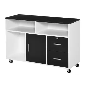 HOMCOM Mobilier Suport Imprimanta cu Sertare, Dulapior Multifunctional pentru Birou si Casa, Alb, 100x35x65cm 6d00 imagine