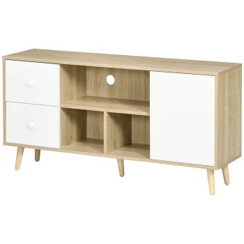 HOMCOM Mobilier TV pentru televizor de pana la 114,3 cm picioare din lemn masiv stil scandinav 3 nise 1 dulap 120 x 30 x 60 cm | Aosom Romania 03d7 imagine