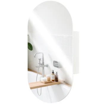 HOMCOM Oglinda Ovala Moderna cu Dulap si Doua Rafturi, 45x90 cm, Alb | Aosom Romania 20af imagine