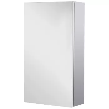 HOMCOM Oglinda pentru baie din otel cu usa si spatiu depozitare, dulapior pentru baie cu 2 compartimente, 55x14x30cm | AOSOM RO 00a7 imagine