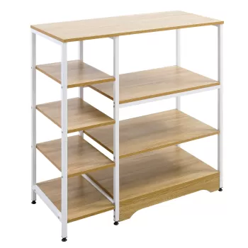 HOMCOM Raft pentru Bucatarie Scund Economie de Spatiu Stil Industrial, Dulap cu 7 Rafturi pentru Bucatarie din Metal si Lemn, 90x40x95cm, Alb 4256 imagine
