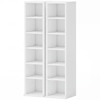 HOMCOM Set de 2 etajere coloane dulap pentru depozitare CD-DVD 12 compartimente 21 x 22,5 x 88,5 cm capacitate 204 CD-uri alb | Aosom Romania a7ef imagine
