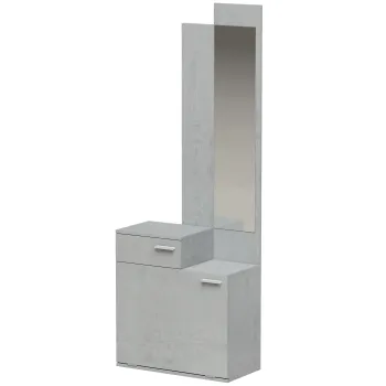 HOMCOM Set mobilier pentru hol cu dulap pentru pantofi rabatabil, vestiar cu oglinda, sertar si polita, gri | Aosom Romania 63b5 imagine