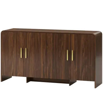 HOMCOM Sideboard bufet 152 cm cu usi Soft-Close, dulap TV pentru televizoare pana la 182,88 cm, nuc maro | Aosom Romania 445c imagine