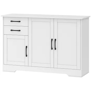 HOMCOM Sideboard cu 2 sertare, dulap modern de depozitare, raft reglabil si 3 usi, Alb | Aosom Romania a11e imagine