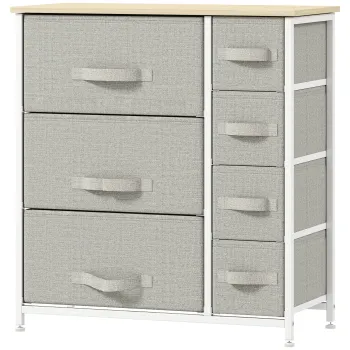 HOMCOM Sifonier 7 sertare din material textil, sifonier, mobilier de depozitare modern, cadru din otel, 63,5 x 30 x 71 cm, gri | Aosom Romania dd39 imagine