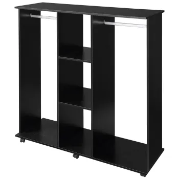 HOMCOM Sifonier cu sinar Mobilier de Depozitare 6 roti 120L x 40l x 128H cm din lemn Negru | Aosom Romania 1a4b imagine